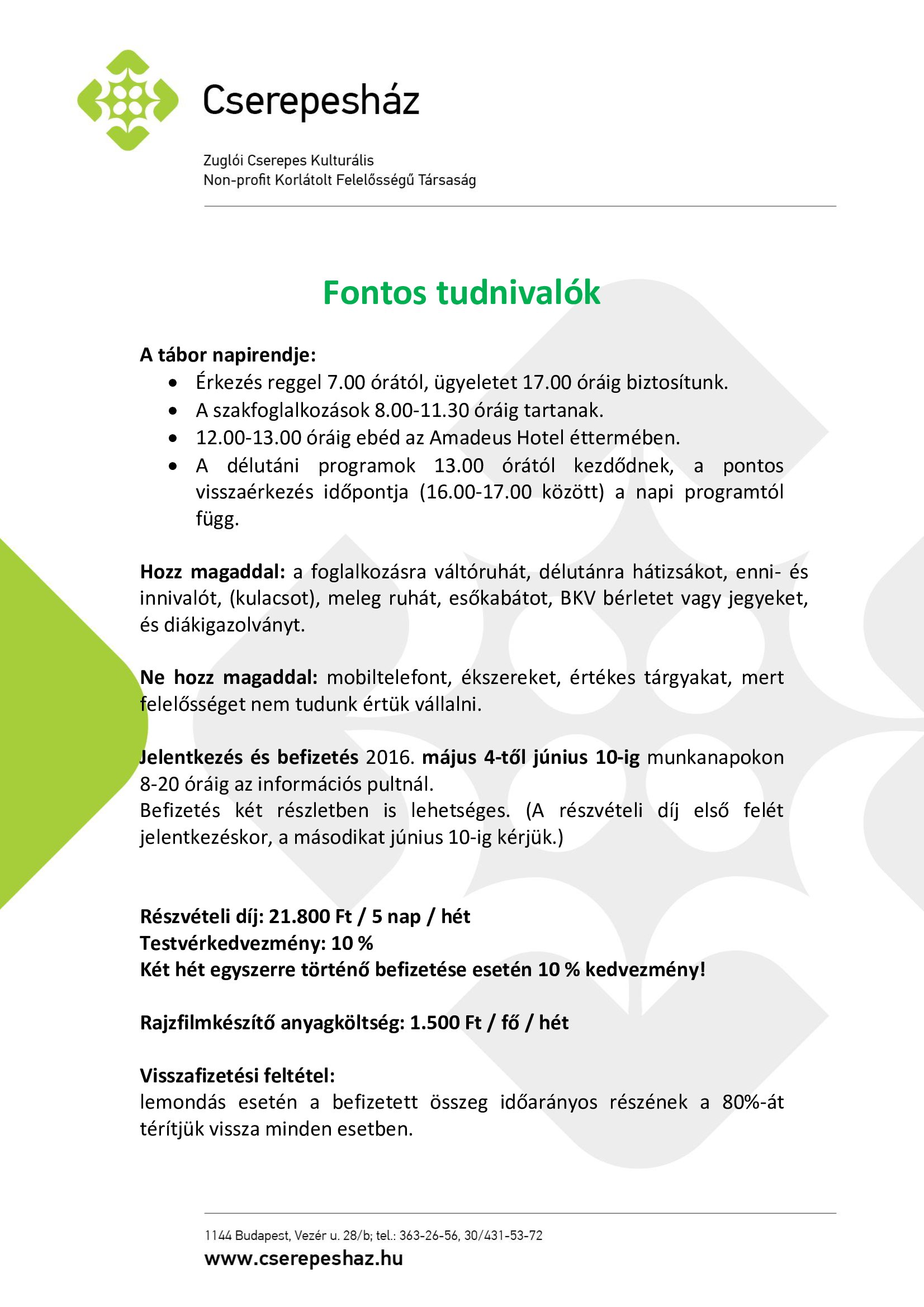 fontos tudnivalok