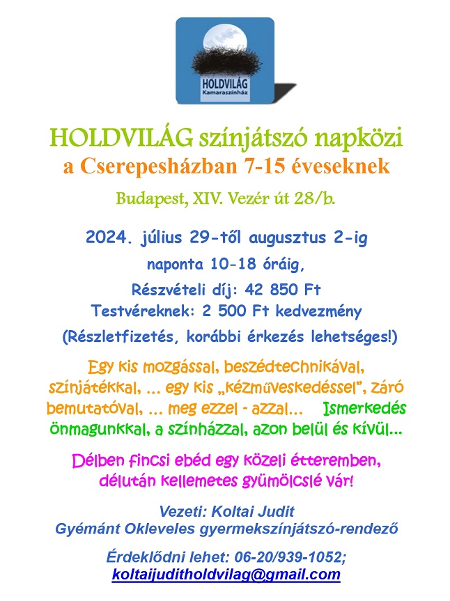 HOLDVILÁG SZÍNJÁTSZÓ NAPKÖZI