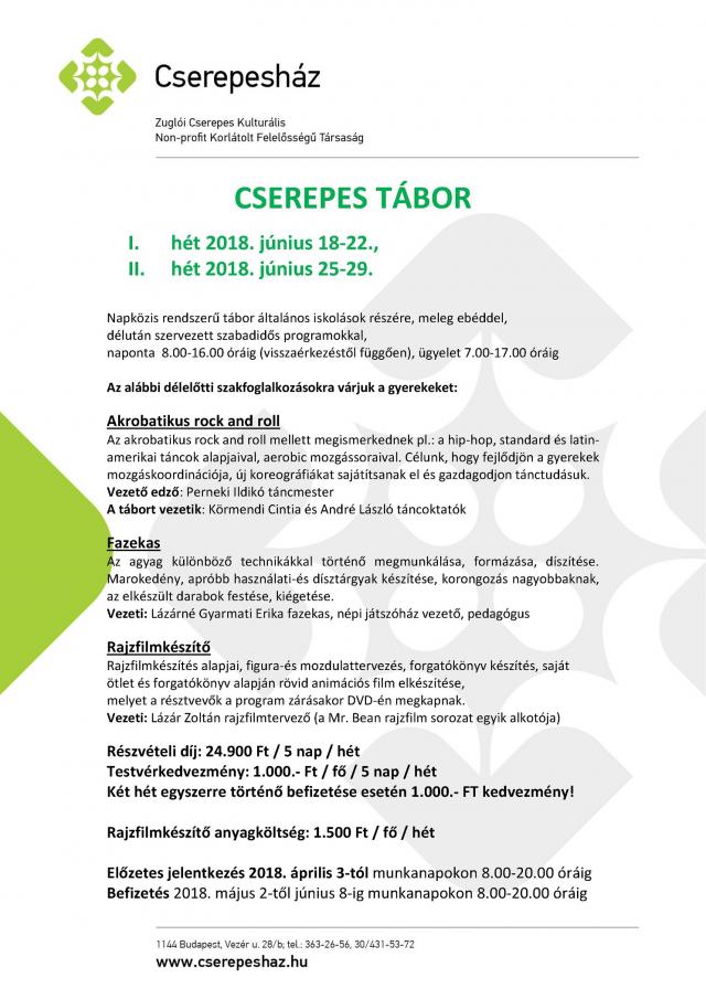 Cserepes Tábor Információk